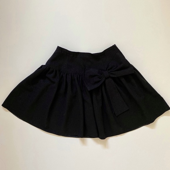 Girls’ High-Waisted Glitter Black Skirt with Bow - Picture 2 of 5